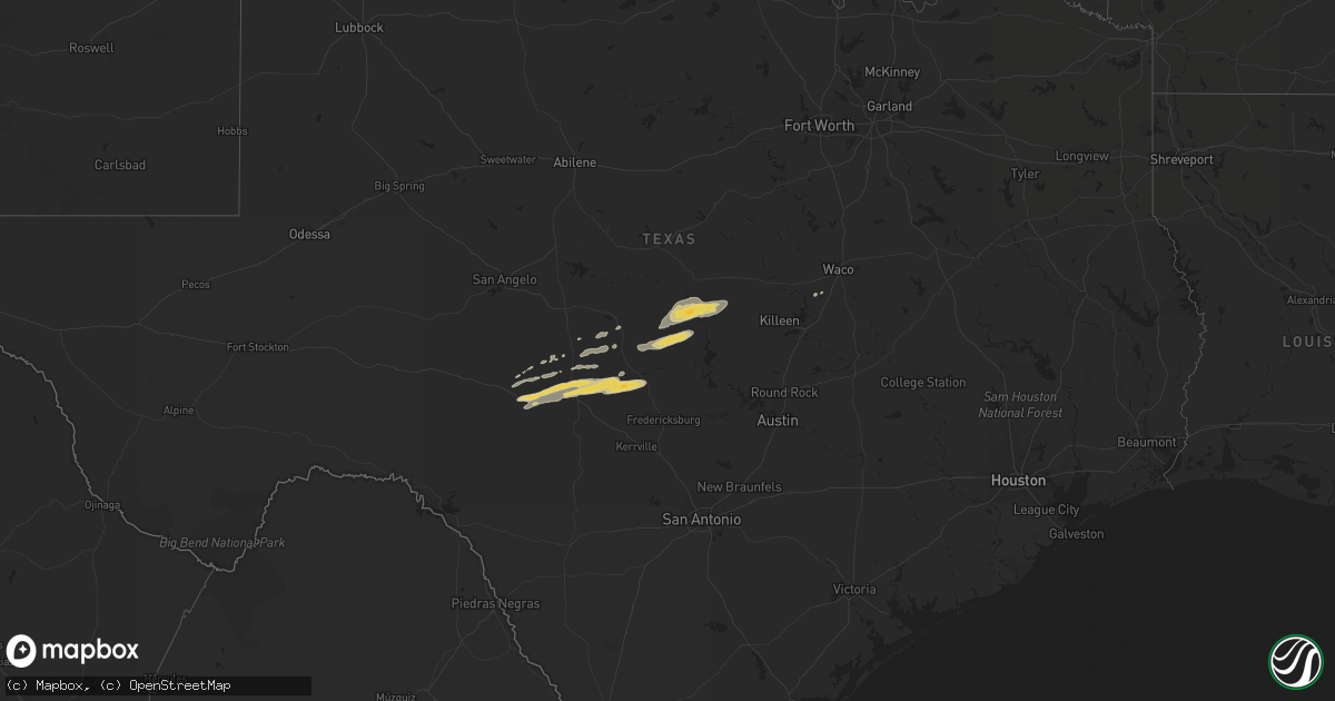 Hail map on February 28, 2018