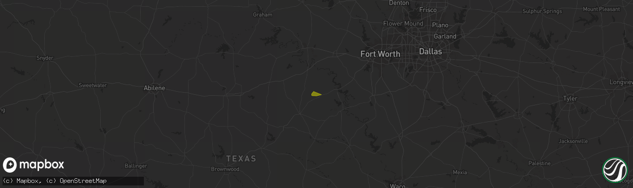 Hail map in Bluff Dale, TX on February 28, 2023