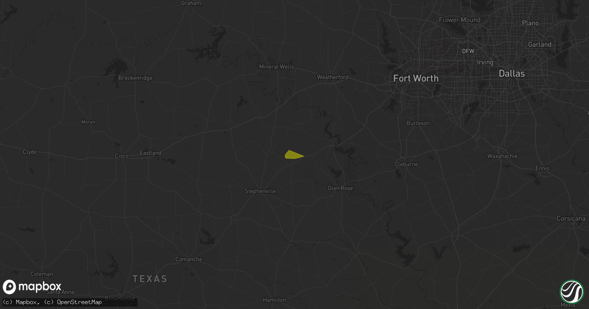Hail map in Bluff Dale, TX on February 28, 2023