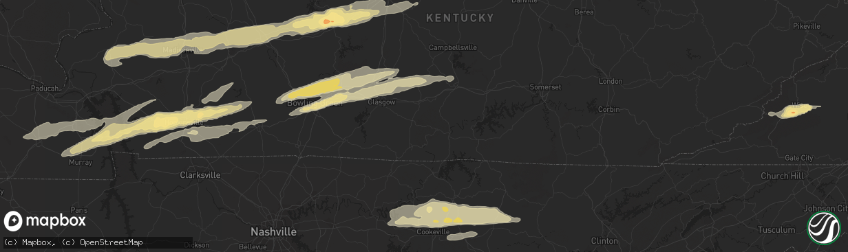 Hail map in Richmond, KY on February 29, 2012