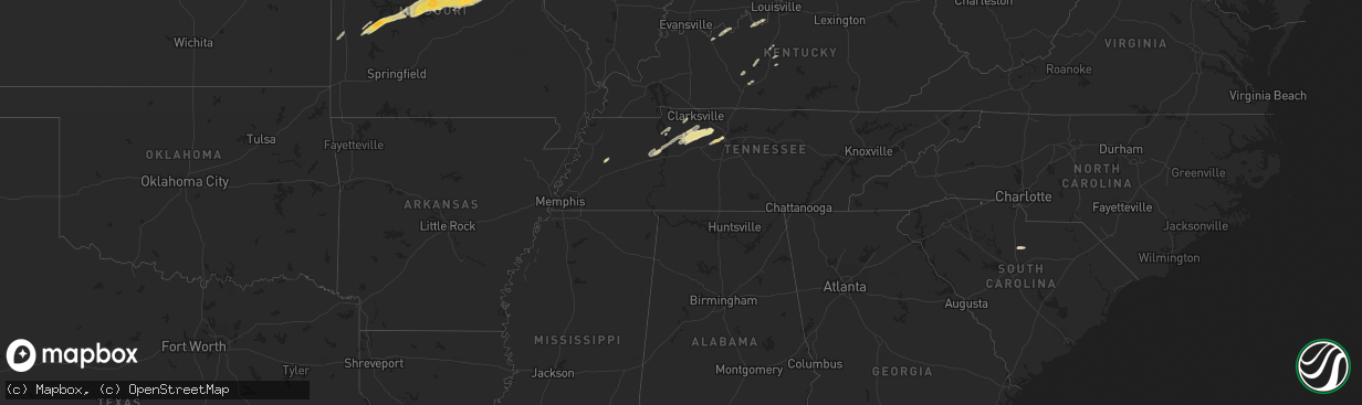 Hail map in Alabama on March 1, 2012