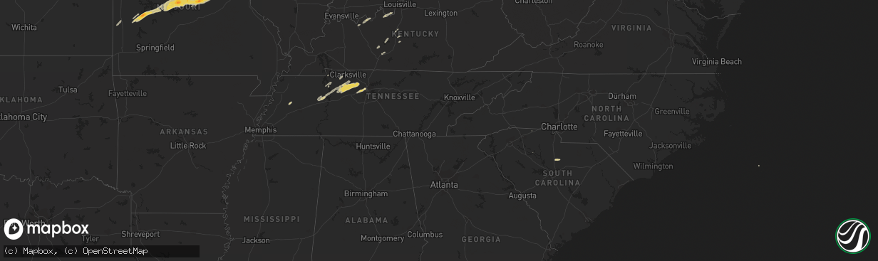 Hail map on March 1, 2012