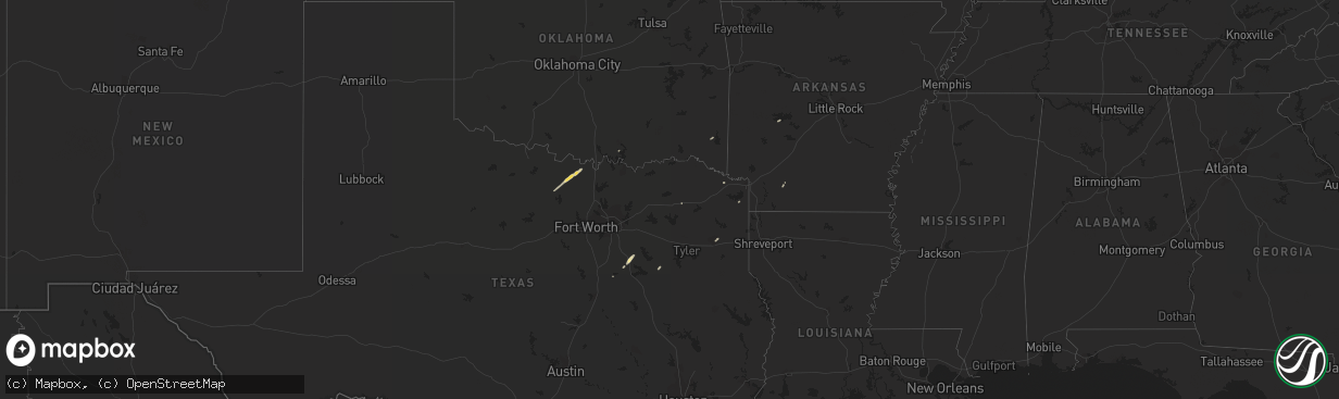 Hail map in Texas on March 2, 2014