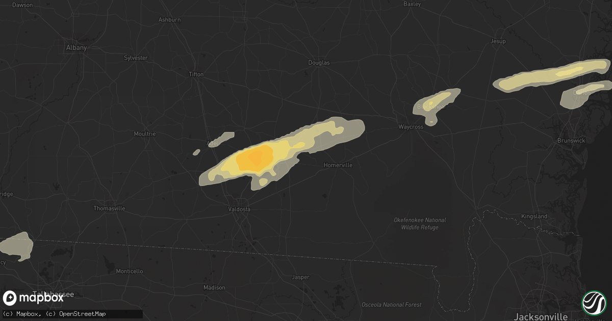 Hail map in Blackshear, GA on March 3, 2012