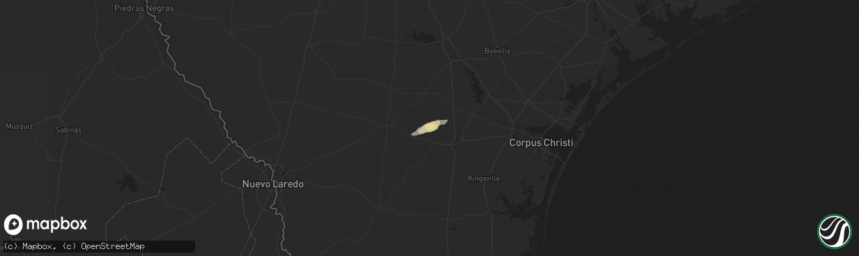 Hail map in Orange Grove, TX on March 6, 2018