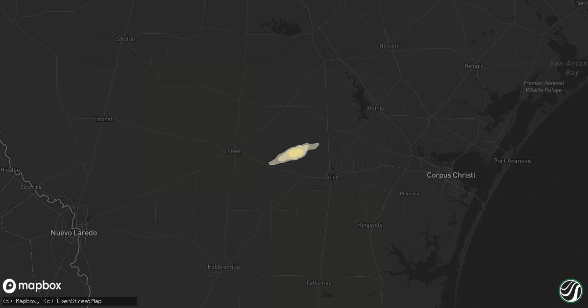 Hail map in Orange Grove, TX on March 6, 2018