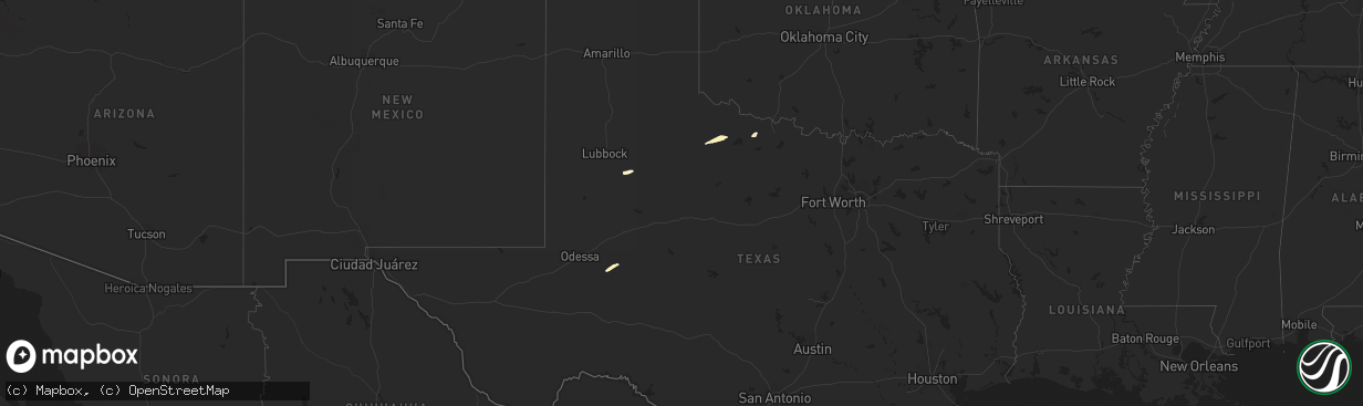 Hail map in Texas on March 7, 2023