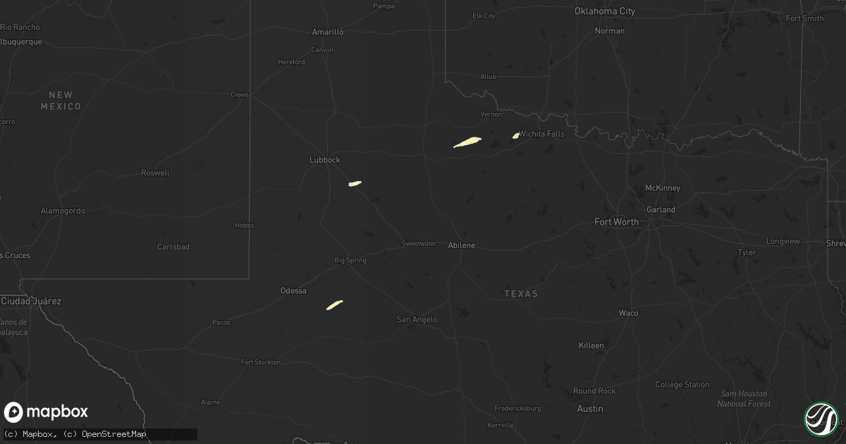 Hail map in Texas on March 7, 2023