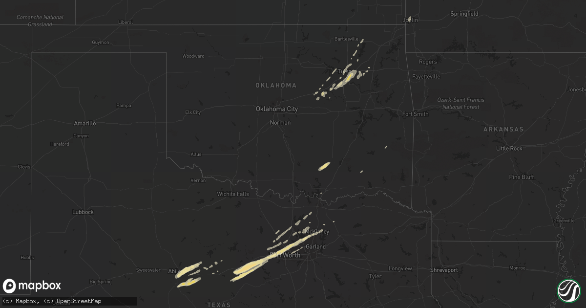 Hail map in Texas on March 8, 2019