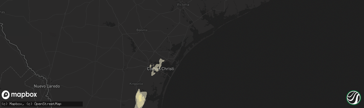 Hail map in Corpus Christi, TX on March 9, 2016