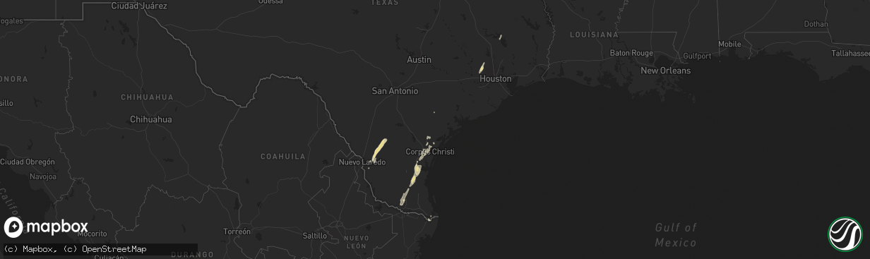 Hail map in Texas on March 9, 2016
