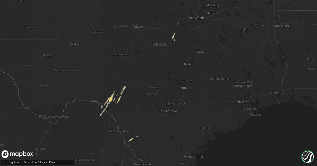 Hail map in Texas on March 10, 2012