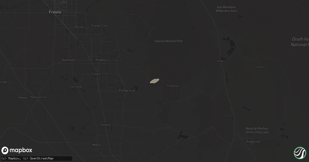 Hail map in Springville, CA on March 13, 2018