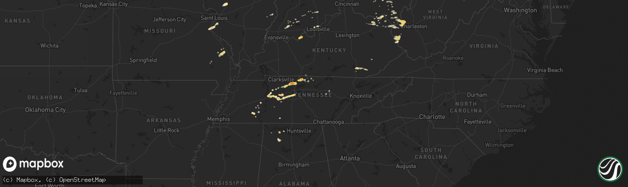 Hail map in Tennessee on March 14, 2012