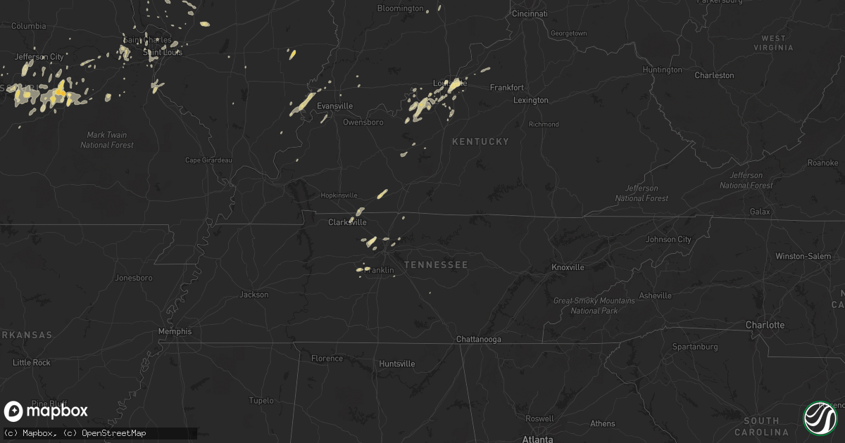 Hail map in Tennessee on March 17, 2012