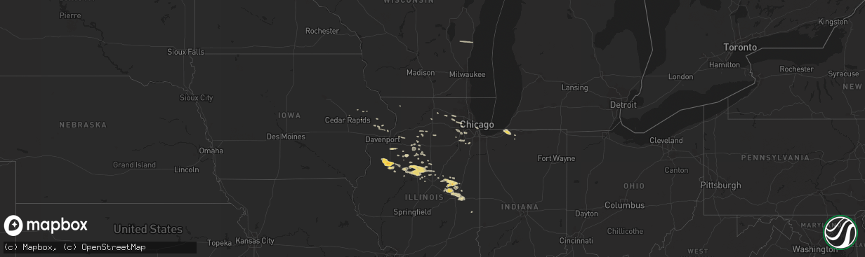 Hail map in Indiana on March 19, 2017
