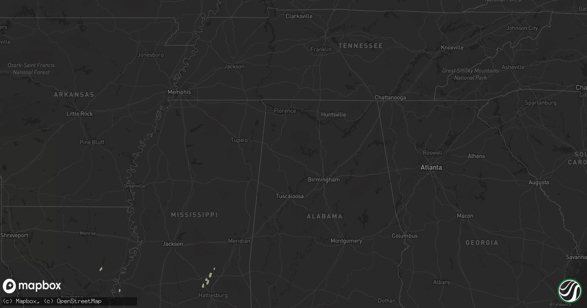 Hail map in Mississippi on March 21, 2012