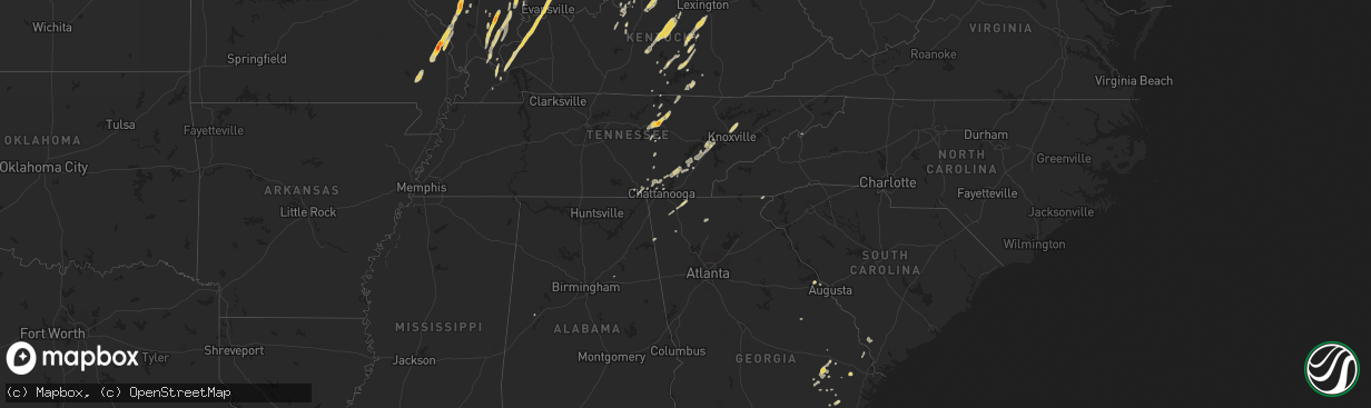 Hail map on March 23, 2012