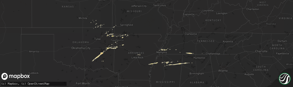 Hail map in Alabama on March 25, 2011