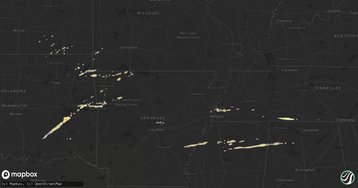 Hail map in Arkansas on March 25, 2011