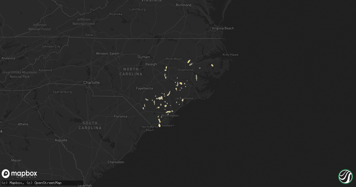 Hail map in North Carolina on March 25, 2012