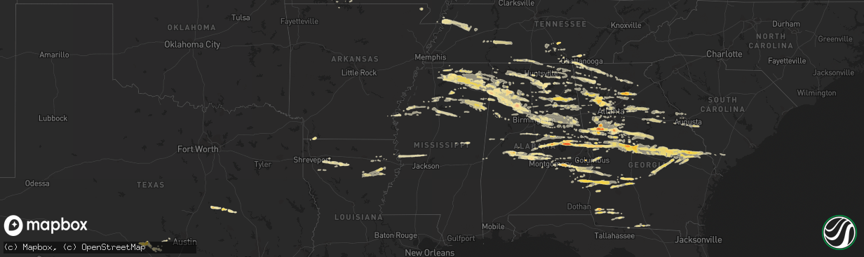Hail map in Georgia on March 26, 2011