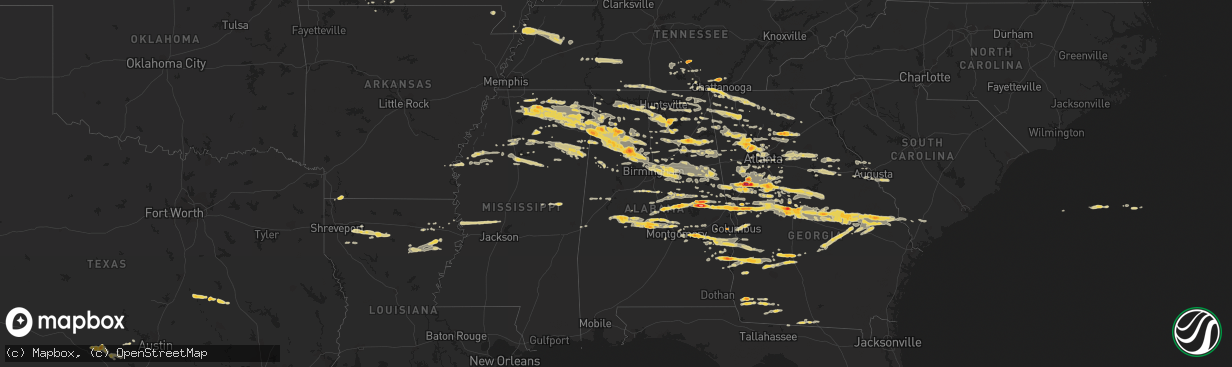 Hail map on March 26, 2011