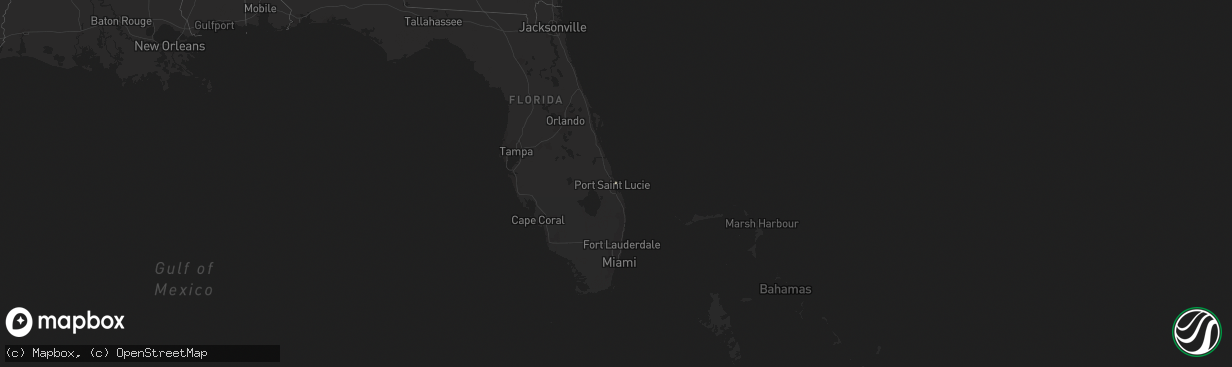 Hail map in Florida on March 28, 2016