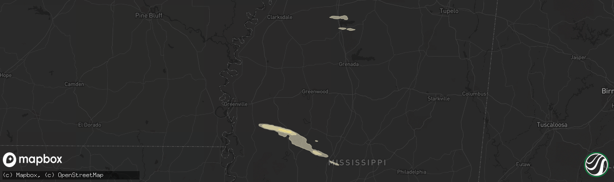 Hail map in Pickens, MS on March 29, 2015