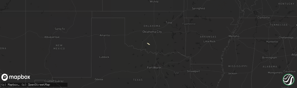 Hail map in Oklahoma on March 31, 2018