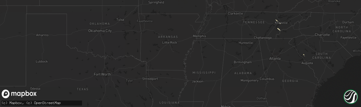 Hail map in Texas on April 1, 2012