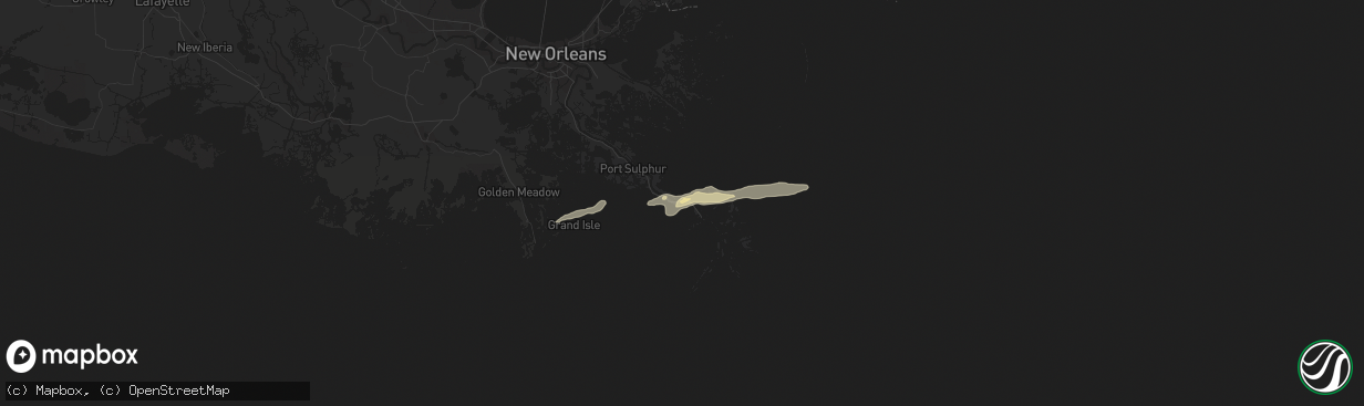 Hail map in Grand Isle, LA on April 1, 2022