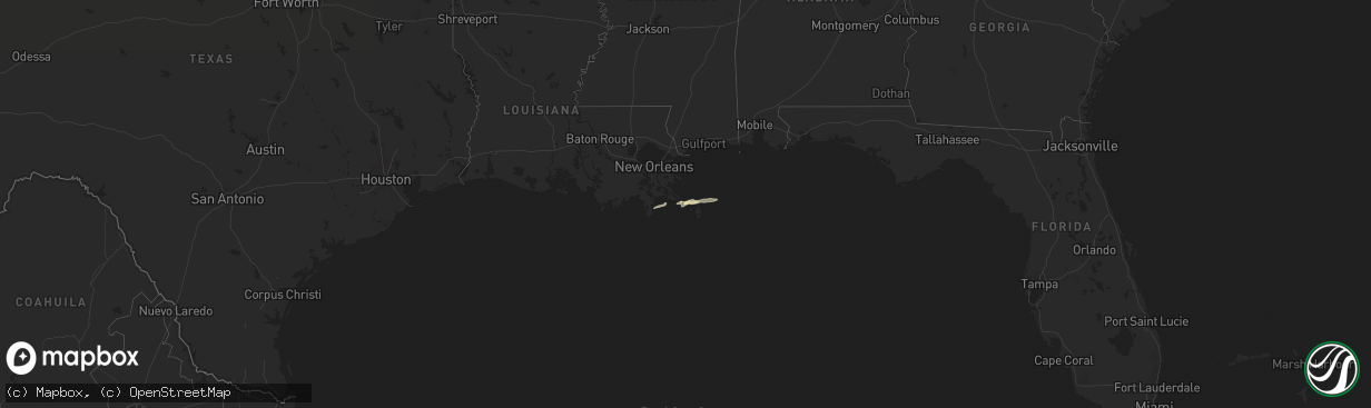 Hail map in Louisiana on April 1, 2022