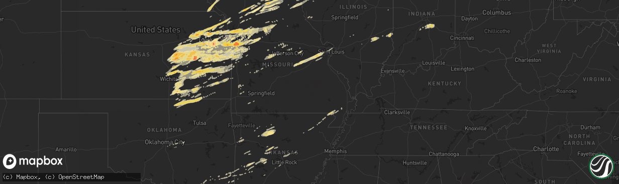 Hail map in Missouri on April 3, 2011