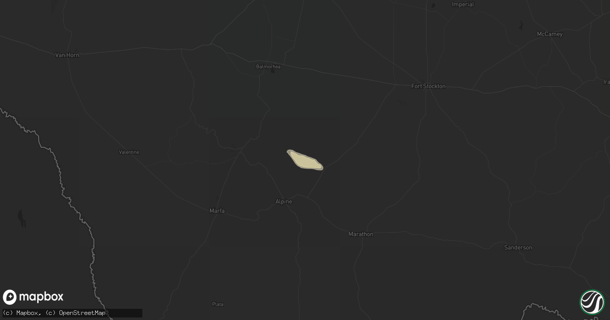 Hail map in Alpine, TX on April 3, 2021