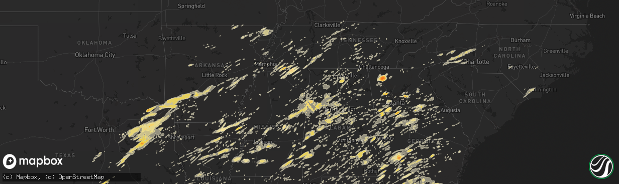 Hail map in North Carolina on April 4, 2011