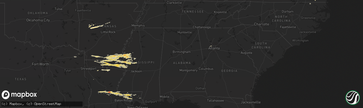 Hail map in Arkansas on April 4, 2012