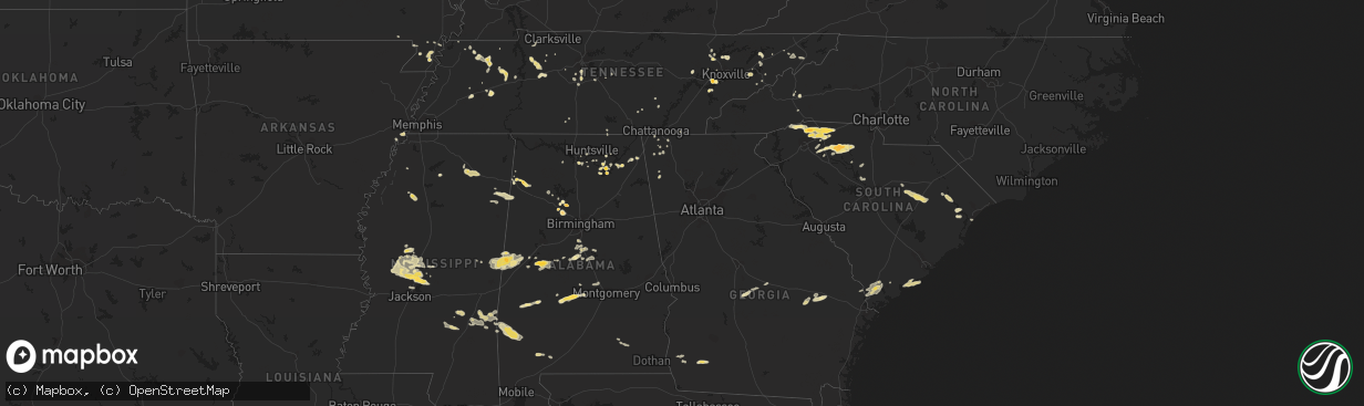 Hail map in Mississippi on April 5, 2012