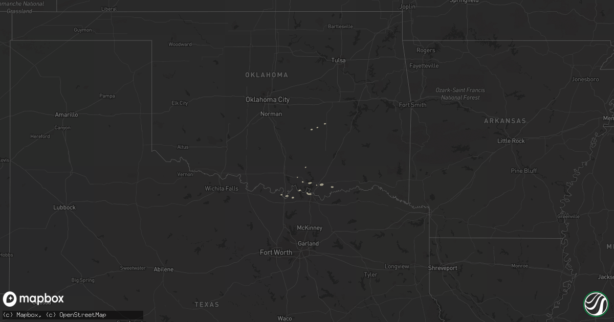 Hail map in Oklahoma on April 5, 2018