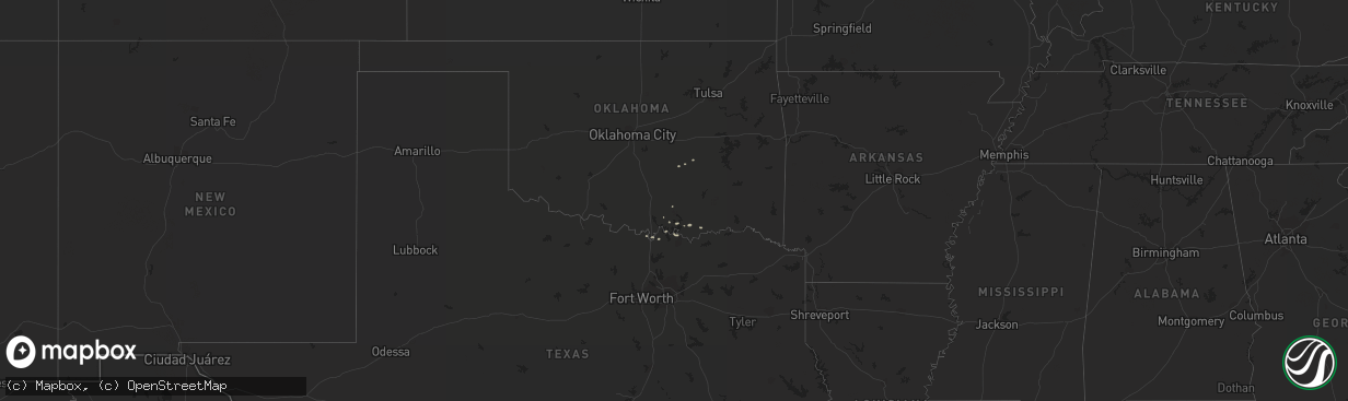 Hail map in Texas on April 5, 2018