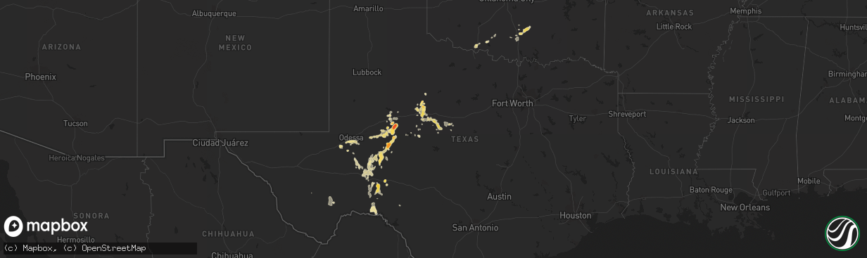 Hail map in Oklahoma on April 7, 2012