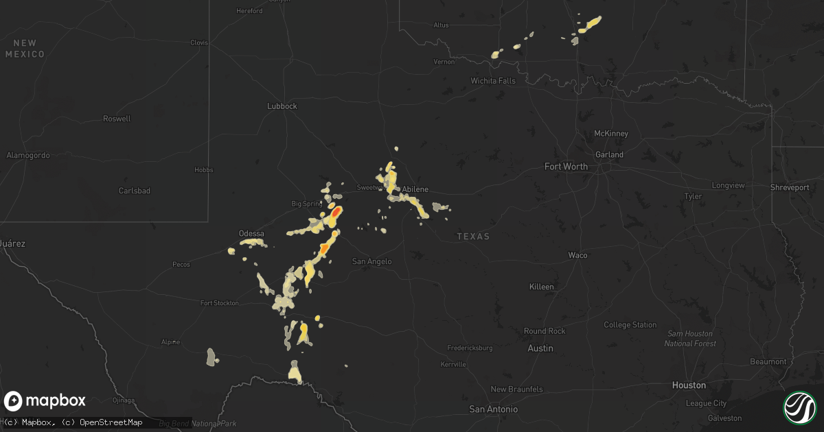 Hail map in Oklahoma on April 7, 2012