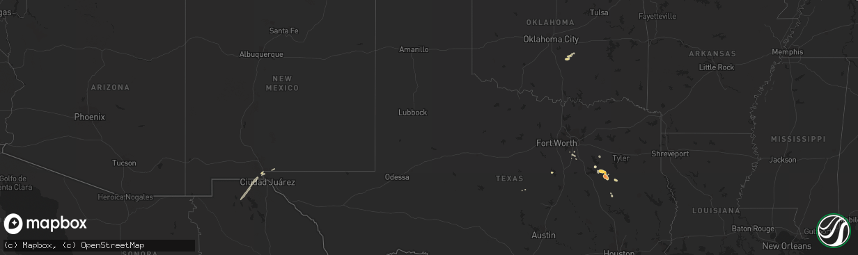 Hail map in Texas on April 8, 2012