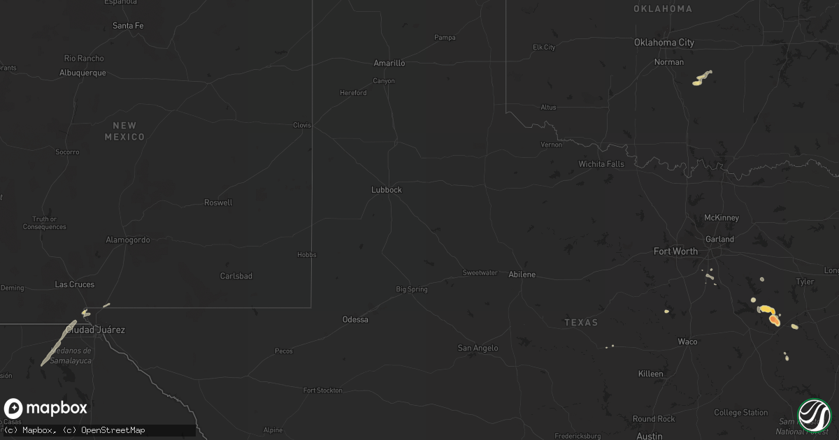 Hail map in Texas on April 8, 2012