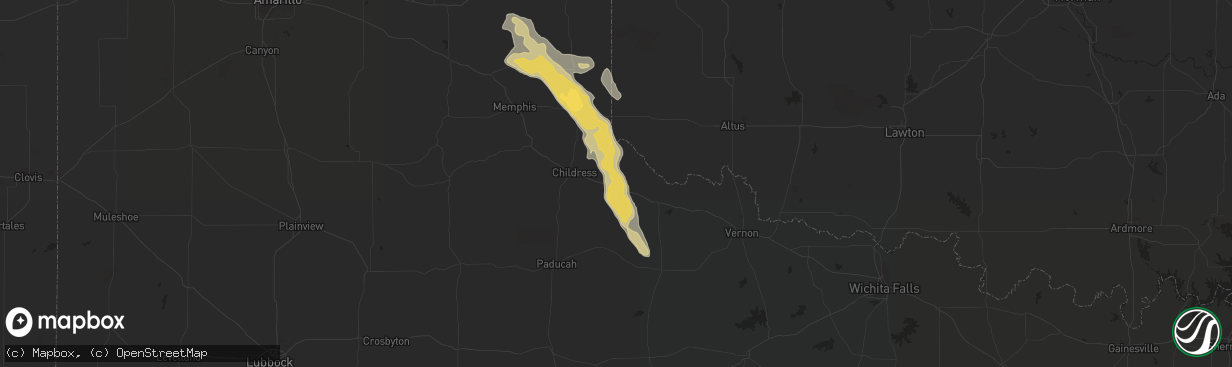 Hail map in Cedar Vale, KS on April 9, 2012