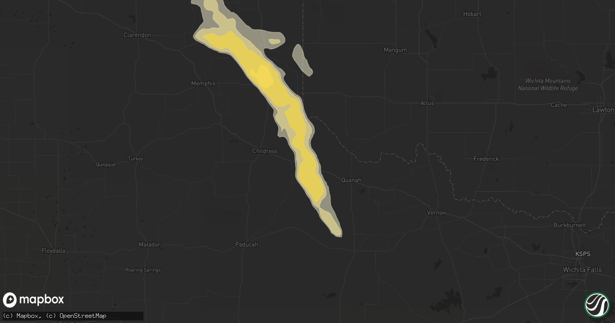 Hail map in Pecos, TX on April 9, 2012
