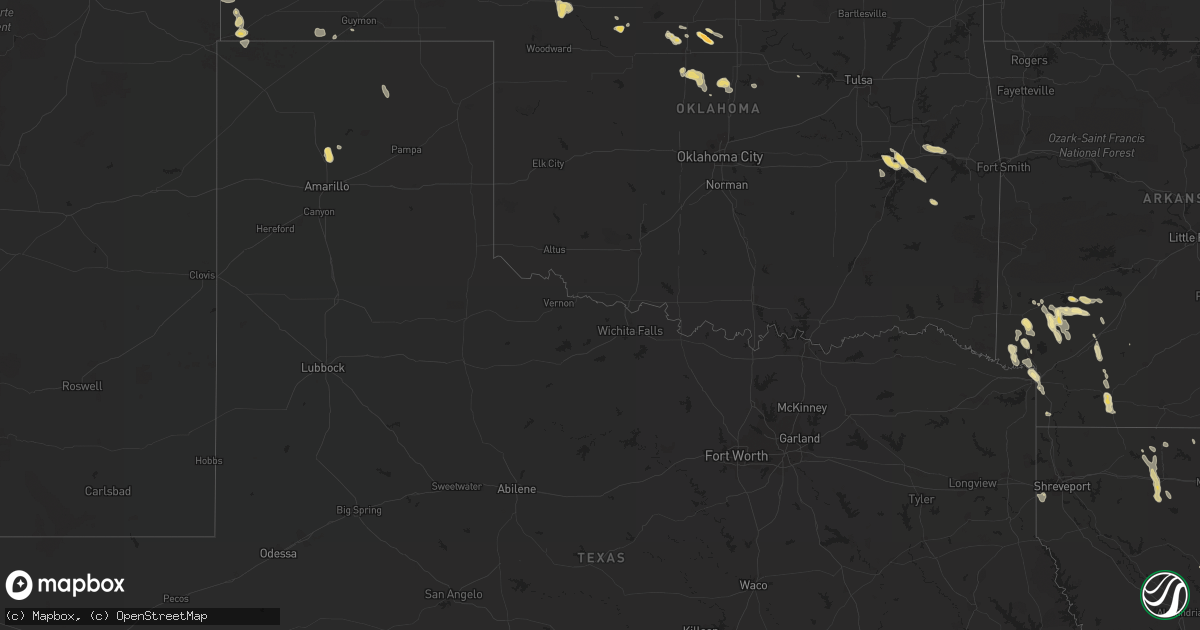 Hail map in Oklahoma on April 10, 2012
