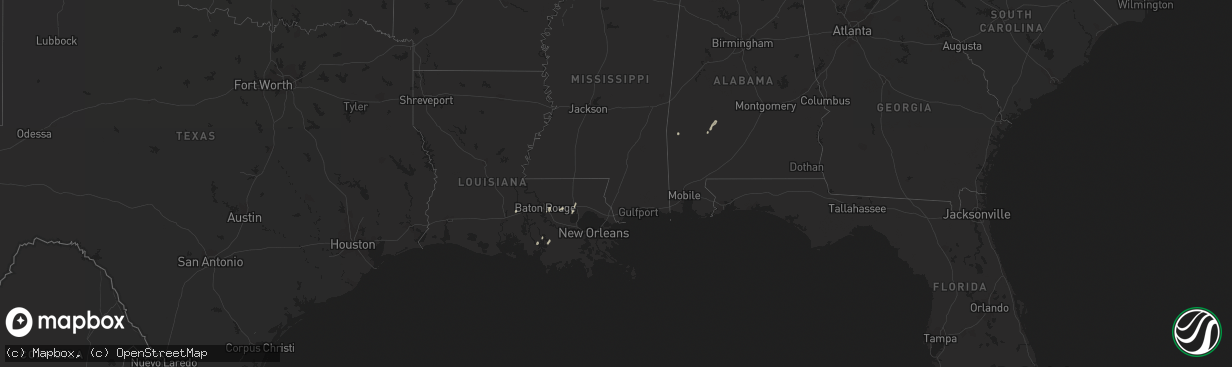 Hail map in Louisiana on April 14, 2018