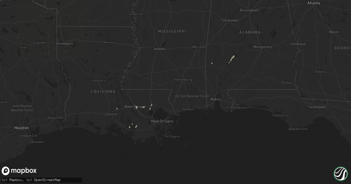 Hail map in Louisiana on April 14, 2018