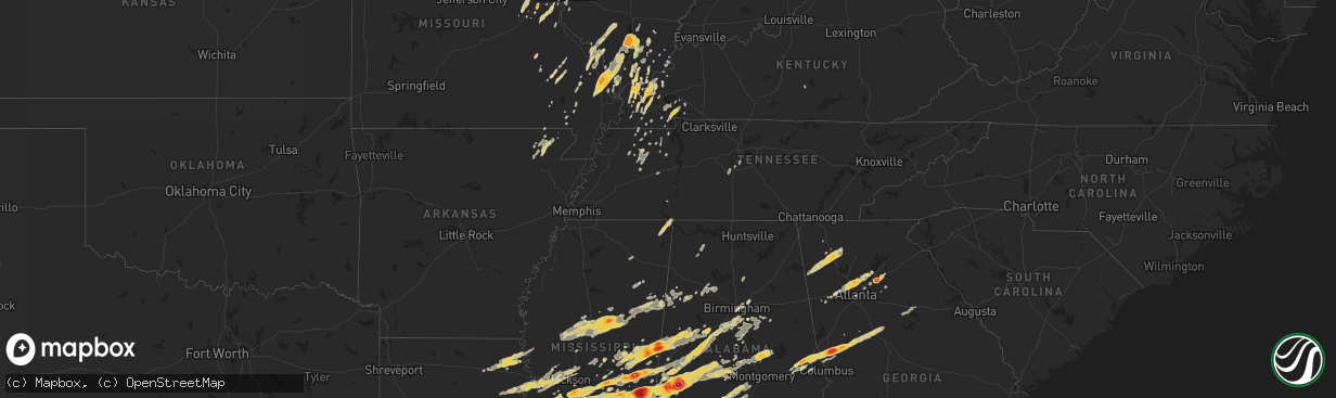Hail map on April 15, 2011